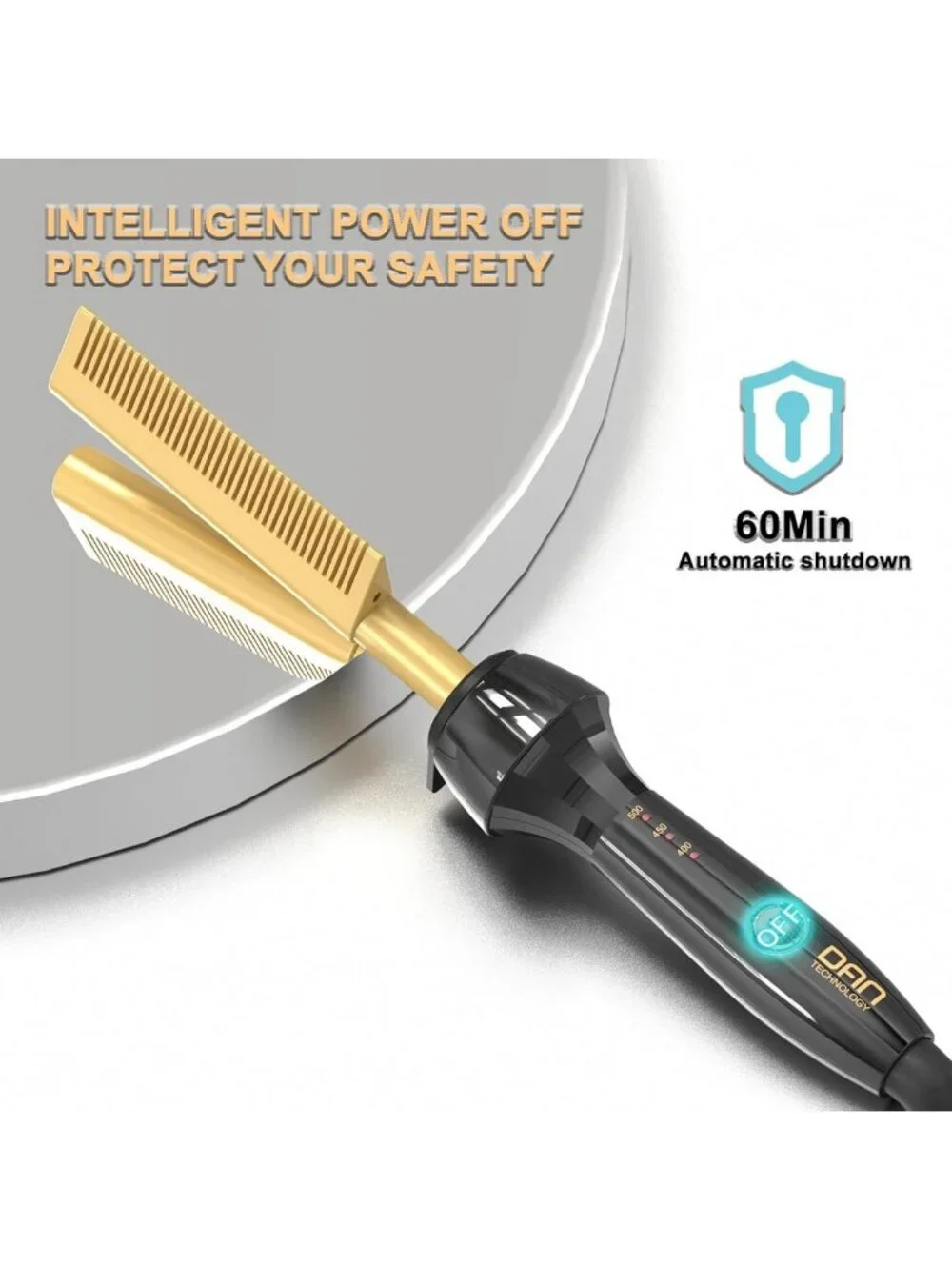 500℉ Hot Comb Straightener for Black Hair - Fast Heating, Auto-Off, Dual Voltage